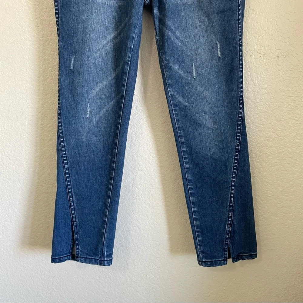 AMO Twist Mid Rise Ankle Crop Denim Blue Jeans Raven Ink A05203 Size 27 Anthro